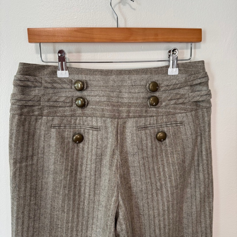 Taikonku Anthropologie Y2K Brown Herringbone Weave Wide Leg Wool Trousers 10 - Picture 6 of 13